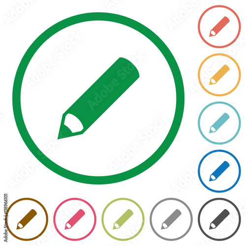 Pencil outlined flat icons