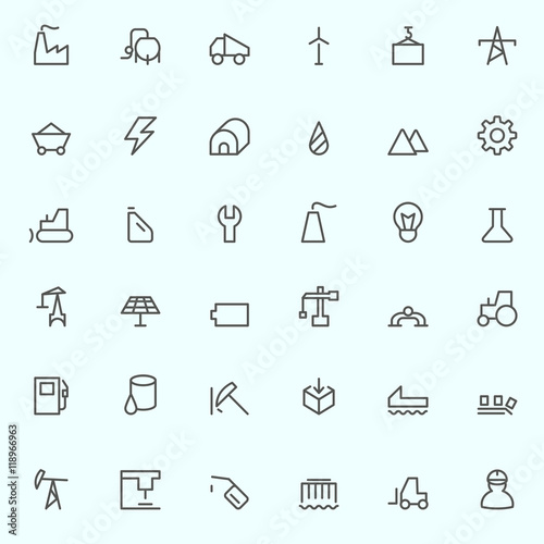 Industry icons, simple and thin line design