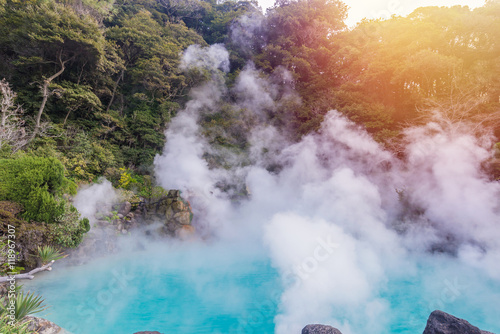 hot spring (Hell) blue water in Umi-Zigoku in Beppu Oita, Japan