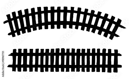 Vector engraving. Wooden Fence