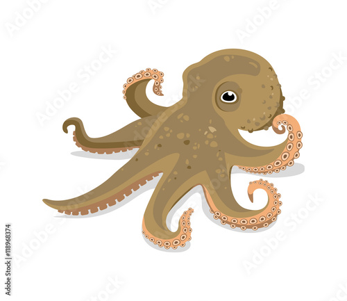 children's illustration of a funny octopus on a white background