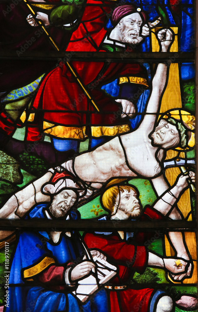 Stained Glass in Batalha Monastery - Crucifixion of Jesus