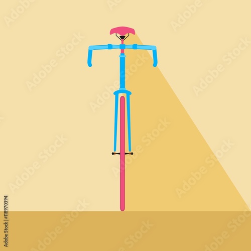 Bicycle front view. Flat design style bicycle. Cartoon Vector Illustration.