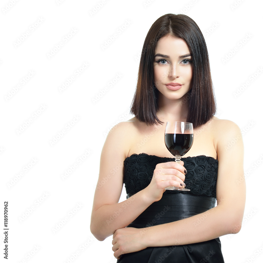 Young attractive woman holding glass with red wine. Young attractive woman holding glass with red wine.