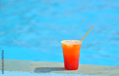 Cocktail at the edge of the swimming pool.