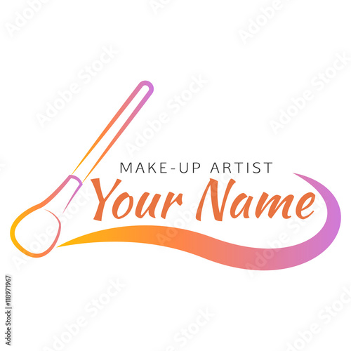 Makeup brush with curved line.