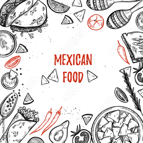 Hand drawn vector illustrations - Mexican food 