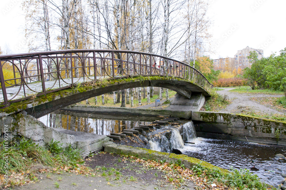 Old bridge in autumn, Petrozavodsk, Karelia