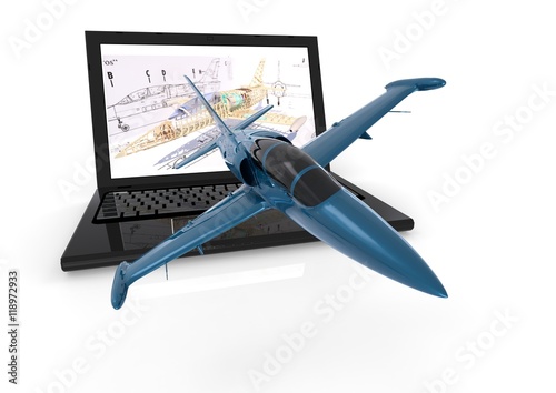 Aeronautical engineering/ 3D render image representing aeronautical engineering