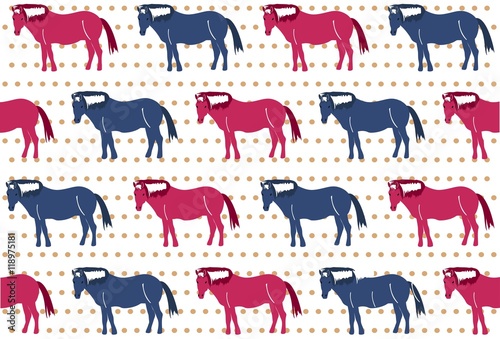 Pattern of red and blue horces in vector on polka dot pattern for kids clothes