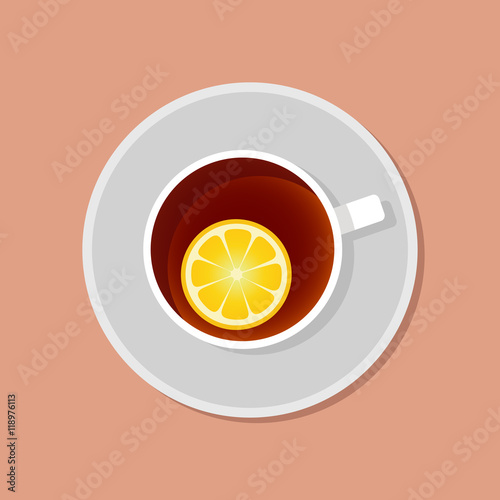 Cup of tea with lemon