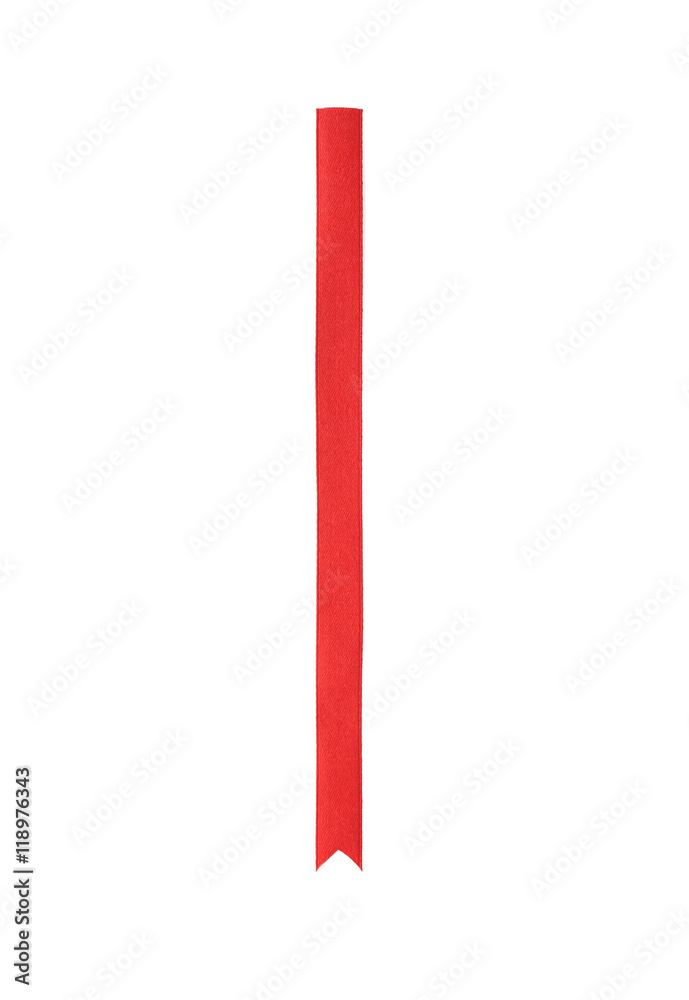 Silk red ribbon isolated on white