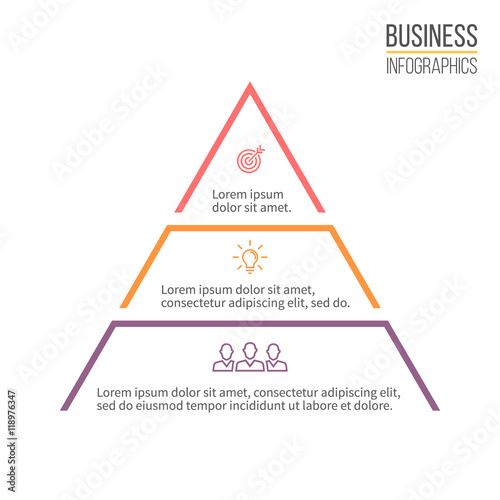 Pyramid, triangle with 3 steps, levels.