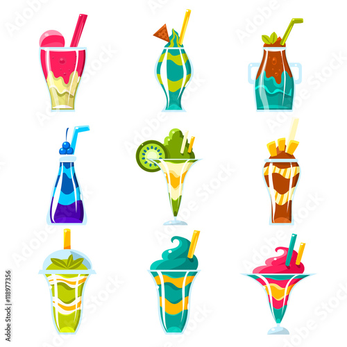 Smoothies And Bright Multilayered Cocktails Collection
