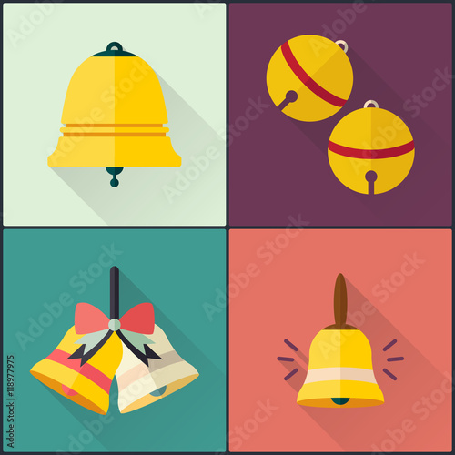flat icon school bell design pack