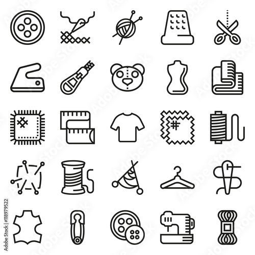Vector sewing equipment icon set