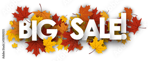 Big sale banner with maple leaves.