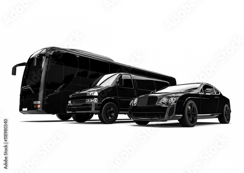 Luxury transportation / 3D render image representing an luxury car hire fleet 