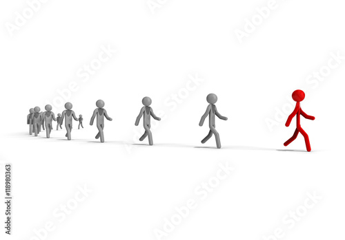  Followers    3D render image representing a row of people following a leader
