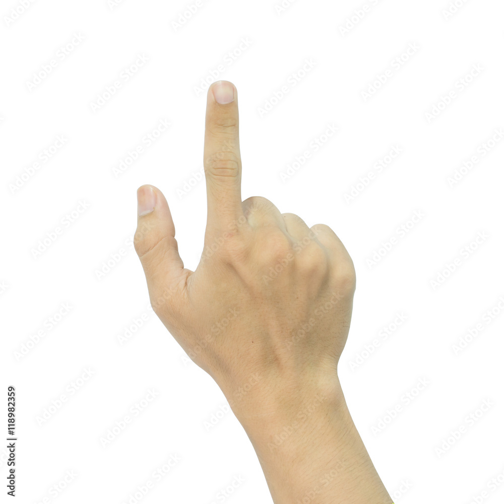 male hand pointing. Isolated on white background male hand pointing. Isolated on white background