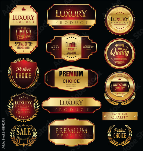 Premium and luxury golden retro badges and labels collection 