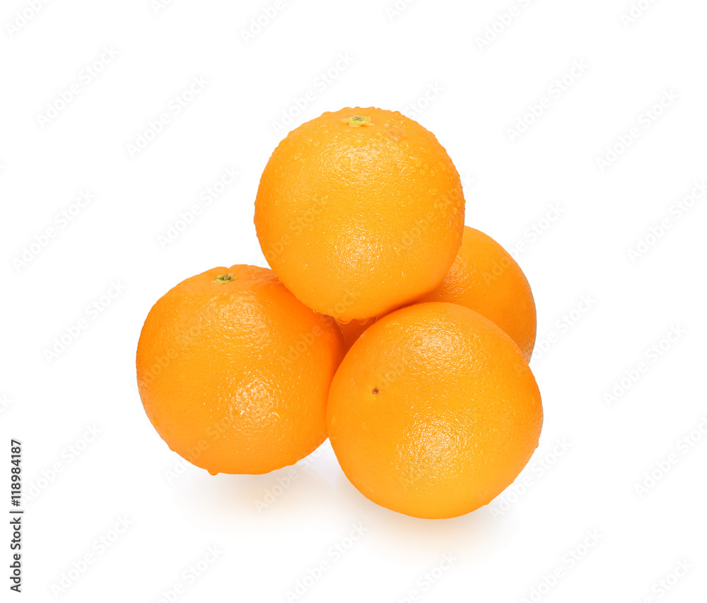 Orange fruit with water drops isolated on white background Orange fruit with water drops isolated on white background
