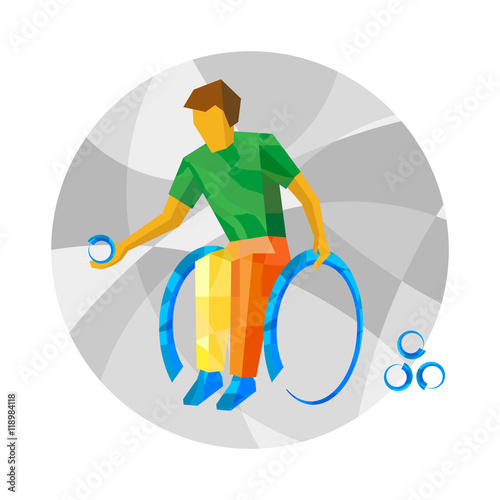 Physically disabled boccia player. Flat sport icon.