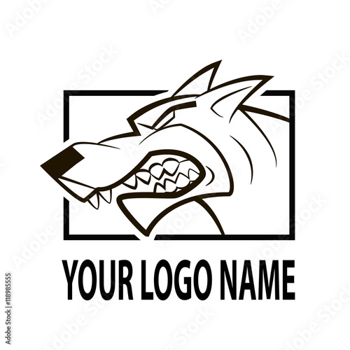 black and white image of a wolf head