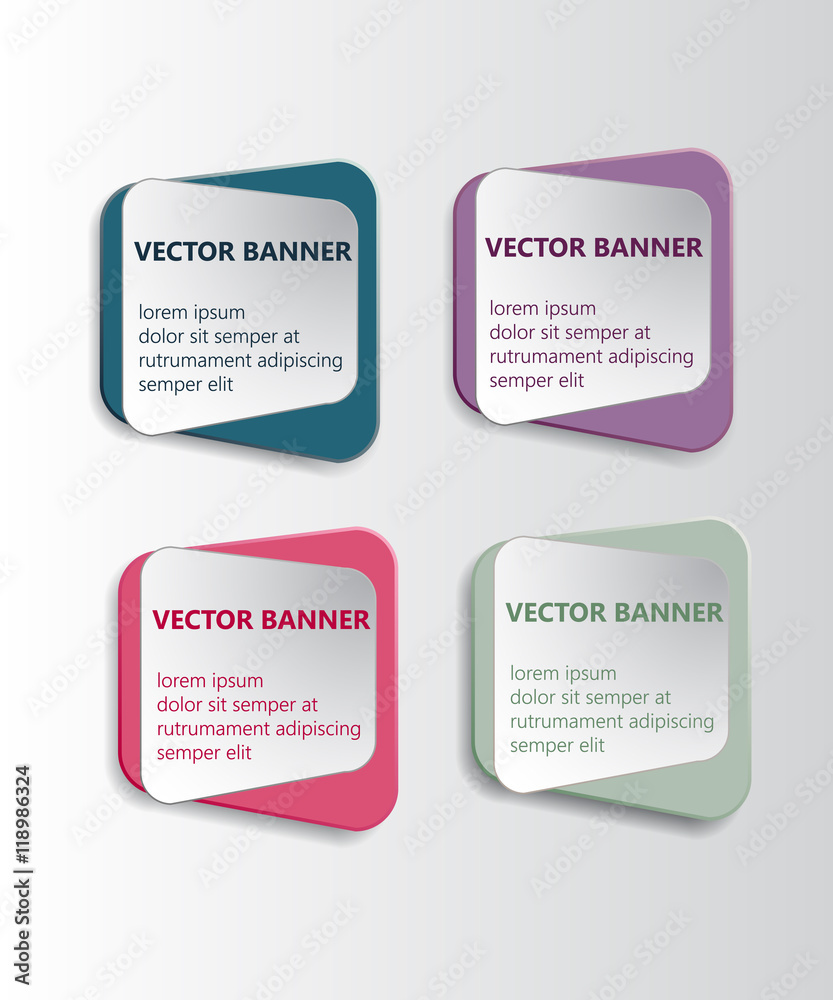 Obraz premium Abstract vector banner set. Paper round notes with swirl design.