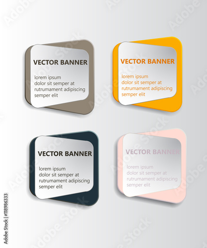 Wallpaper Mural Abstract vector banner set. Paper round notes with swirl design. Torontodigital.ca
