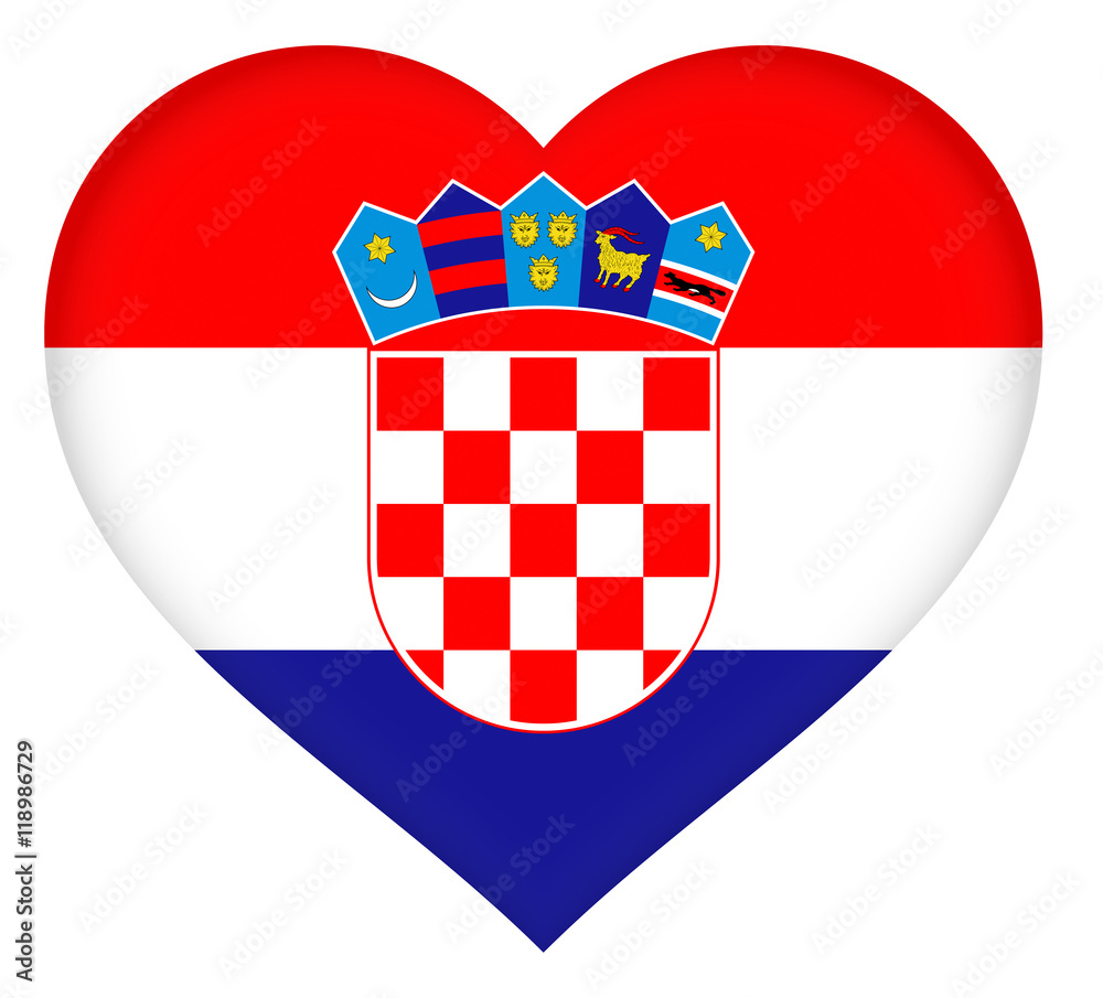 Illustration of the flag of Croatia shaped like a heart