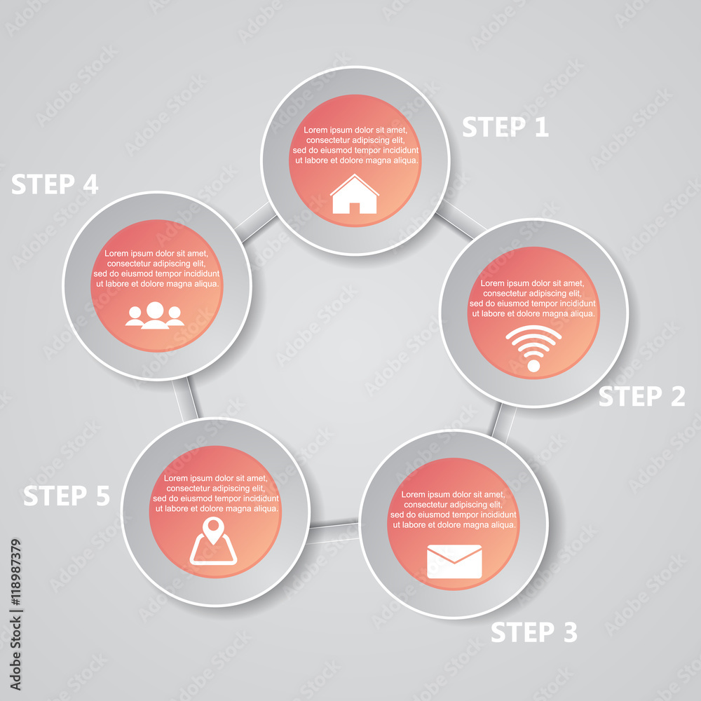 5 Steps chart template/graphic or website layout. Vector. 5 Steps chart template/graphic or website layout. Vector.