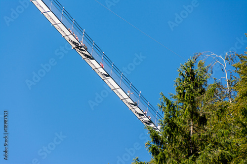 The pedestrian suspension bridge called Highline 179 in Reutte, photo