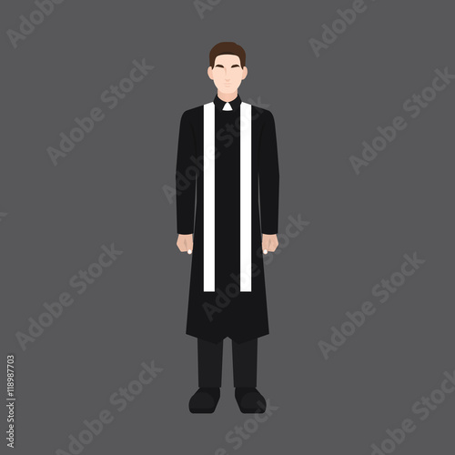 A male avatar of professions people. Front view. Full body. Flat style icons. Occupation avatar. Pastor / priest icon. Vector illustration