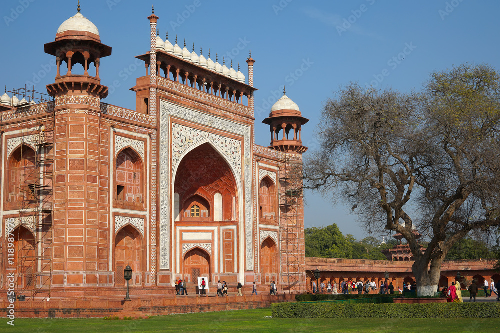 One of the gates at Taj Mahal complex, Agra, Uttar Pradesh, India.