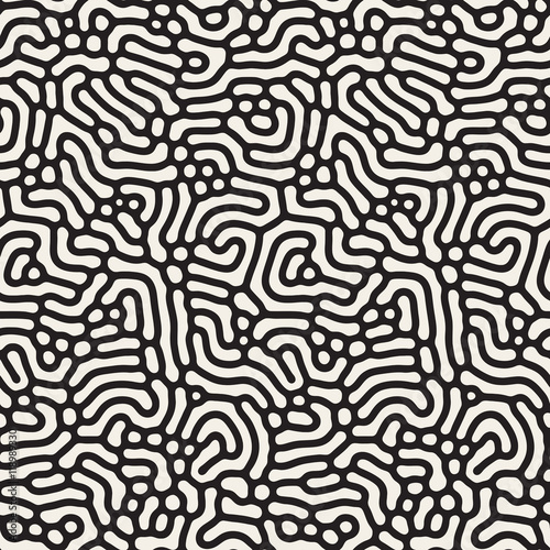 Vector Seamless Black and White Organic Lines Pattern © Samolevsky