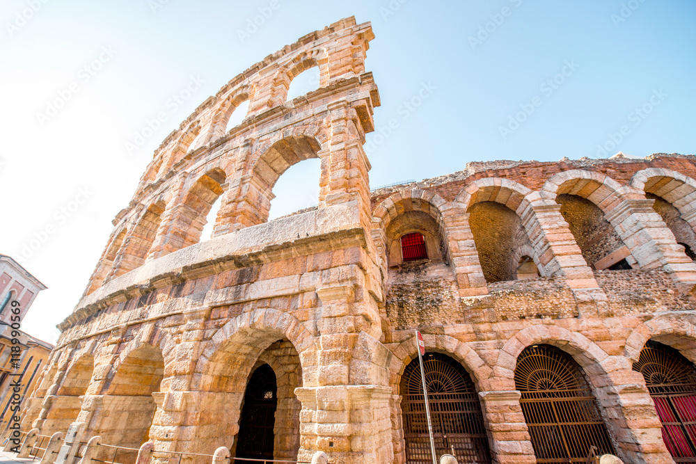 Architectural fragment of Arena in Verona city