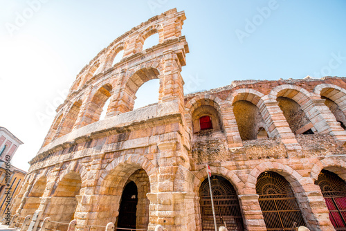 Architectural fragment of Arena in Verona city photo