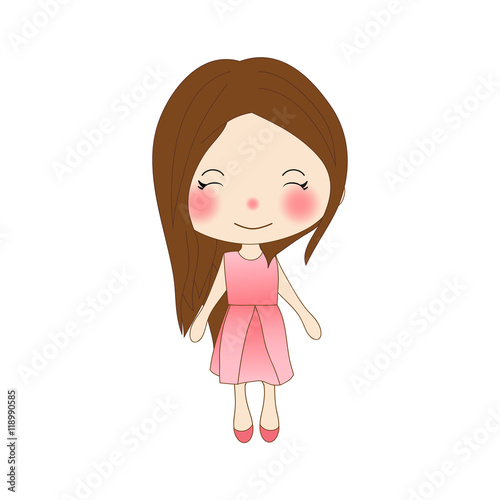 Cute Girl in Rose Pink Dres...