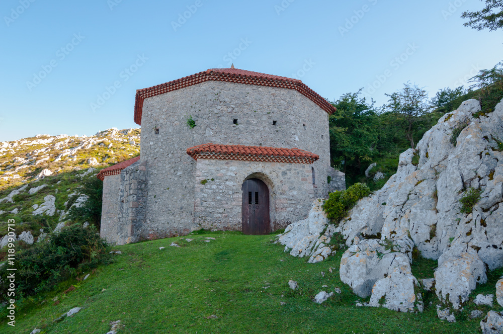 Chapel of Santiago, mount Monsacro, Morcin, Asturias, Spain