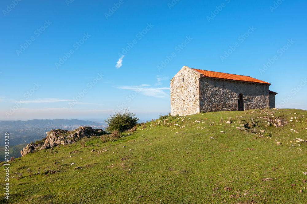 Chapel of the Magdalena, mount Monsacro, Morcin, Asturias, Spain Chapel of the Magdalena, mount Monsacro, Morcin, Asturias, Spain