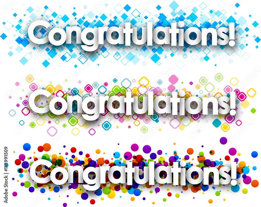 Congratulations colour banners set. Congratulations colour banners set.