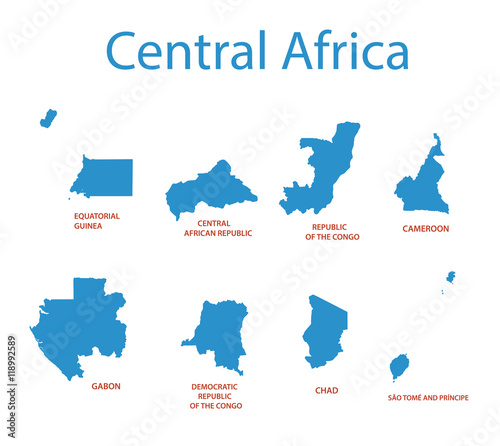 Central Africa - vector maps of territories