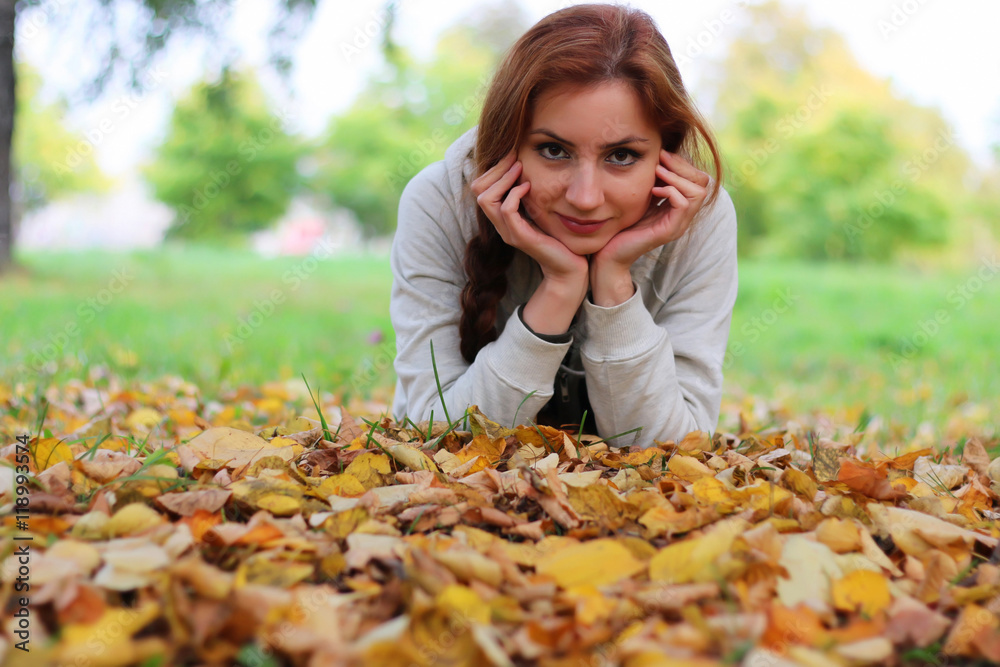 Autumn leaves girl book casual Autumn leaves girl book casual