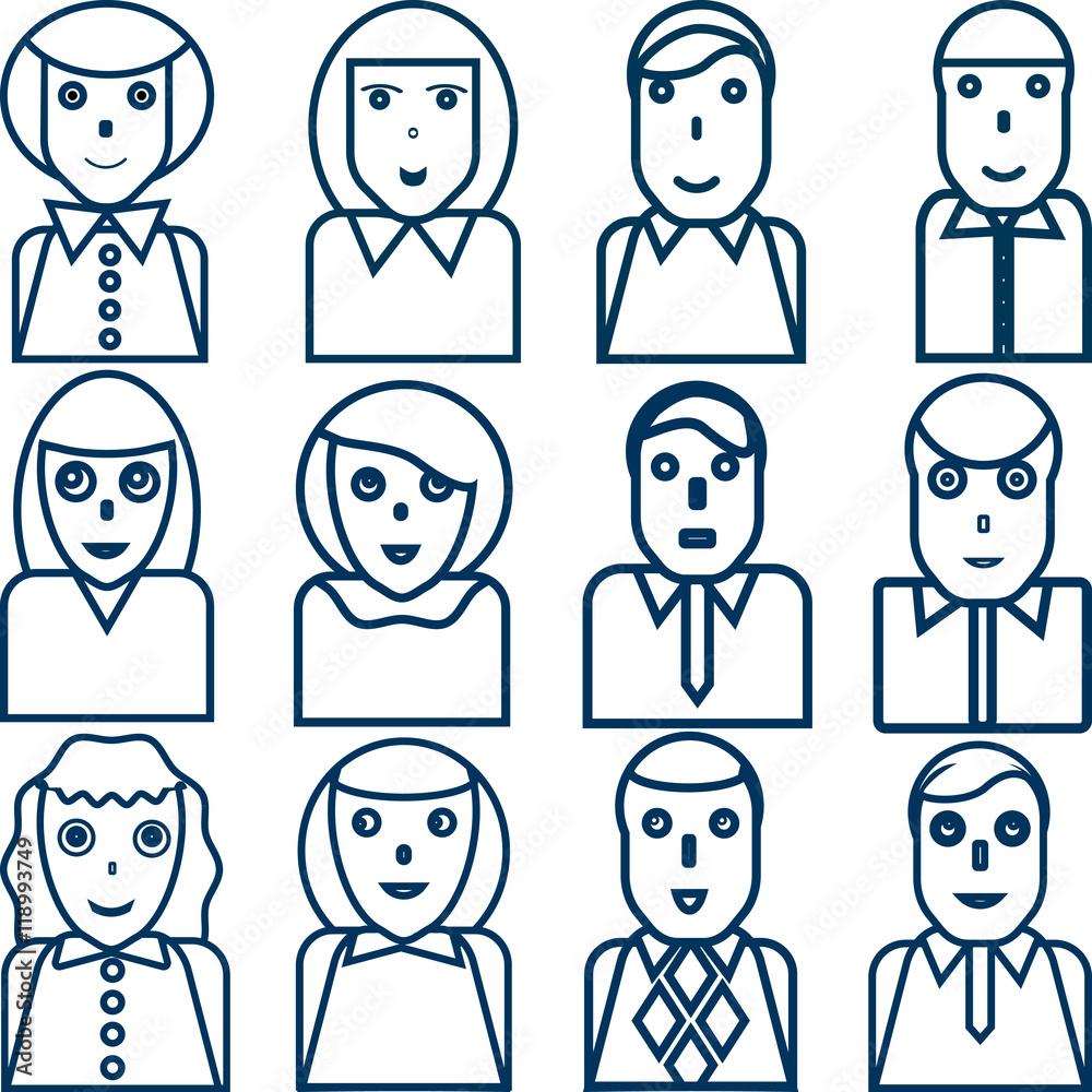 outlined vector portraits of office workers vector illustration outlined vector portraits of office workers vector illustration