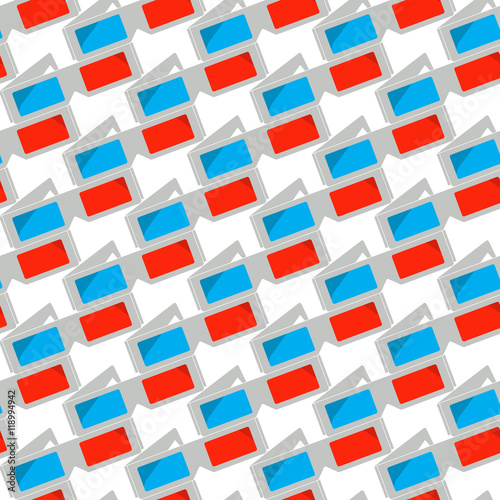 Seamless pattern with 3d cinema white glasses, vector illustration.