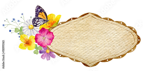 hand painted watercolor mockup clipart template of wild flowers