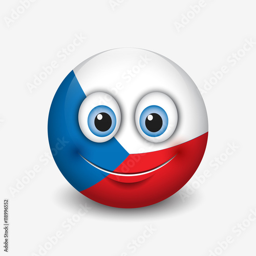 Cute emoticon isolated on white background with Czech republic flag motive - smiley