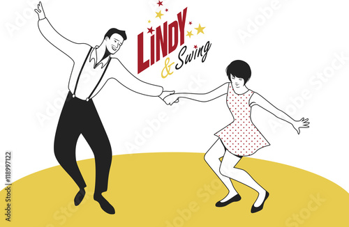 Young couple dancing swing or lindy hop
