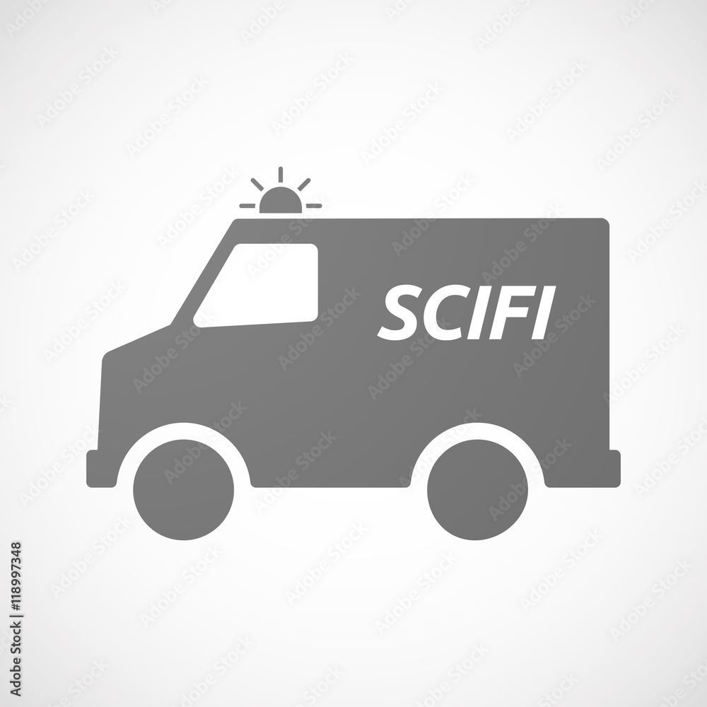 Isolated ambulance icon with the text SCIFI Isolated ambulance icon with the text SCIFI